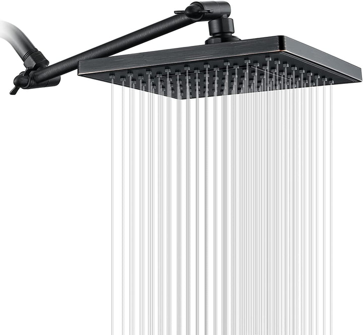 Rain Shower Head with 10 Inch Adjustable Extension Arm, 8 Inch Square Showerhead